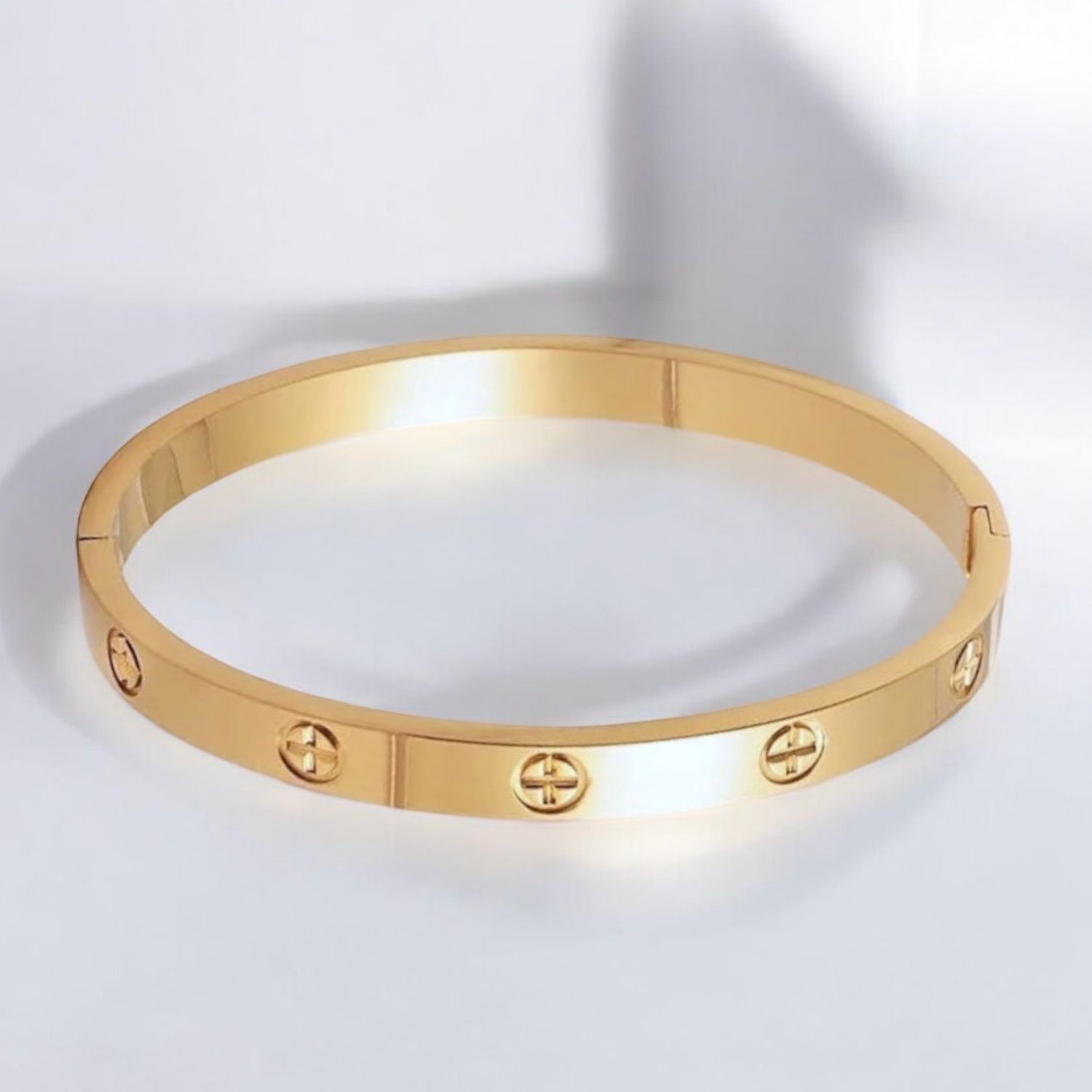 Gold Cross Etched Bracelet 6mm