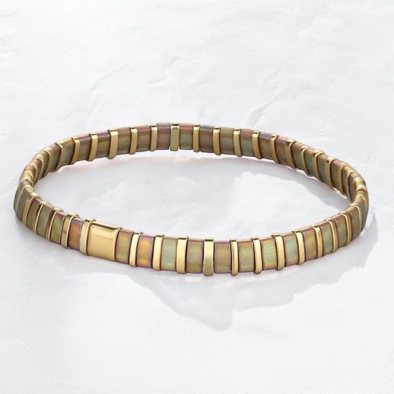 Bronze &amp; Gold Miyuki Tila Bracelet