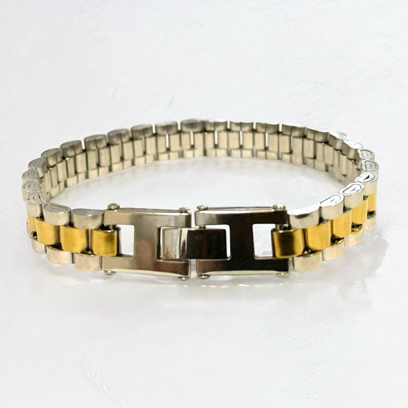 Men’s Silver &amp; Gold Plated Watchband Bracelet