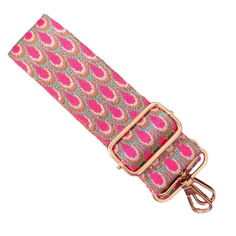 4cm Width Hot Pink Peacock Strap With Gold Hardware