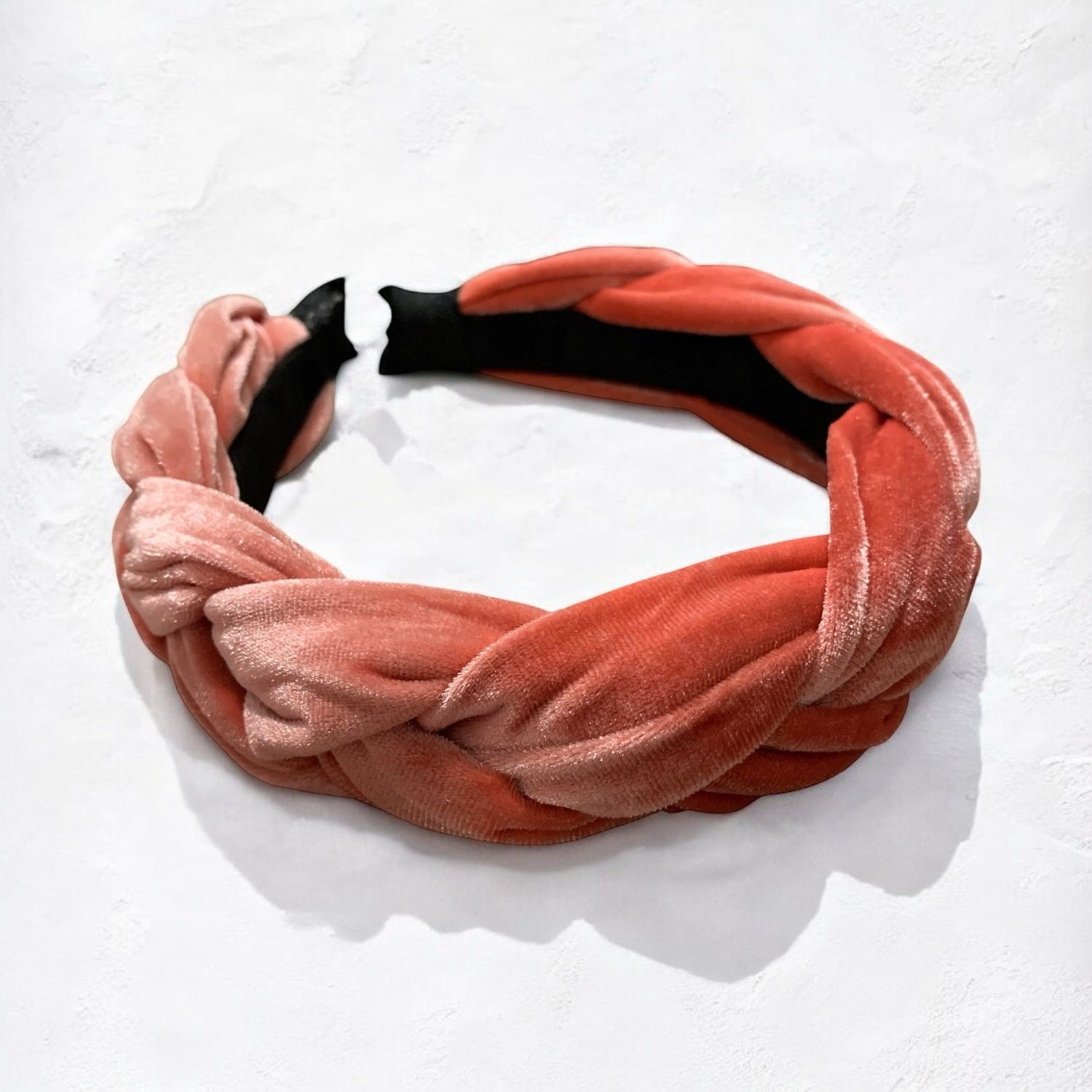 Peach Velvet Plaited Hairband 