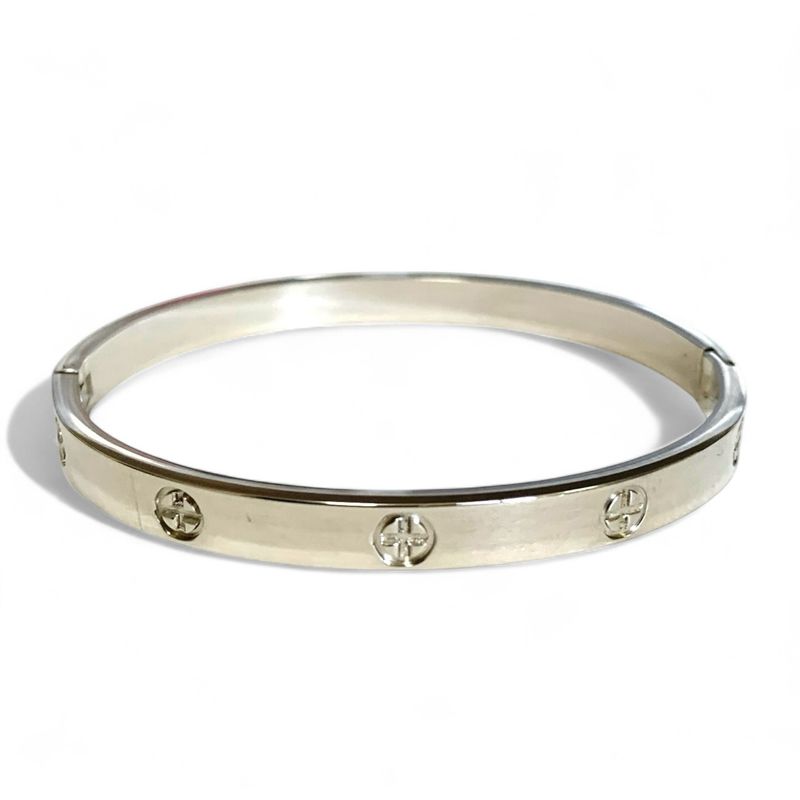 Silver Cross Etched Bracelet