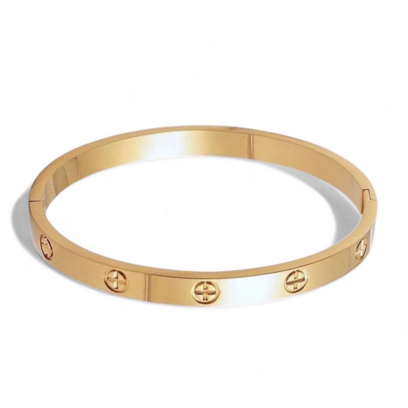Gold Cross Etched Bracelet 6mm