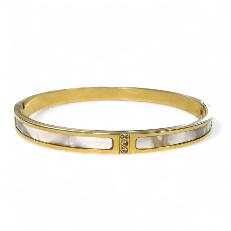 Gold Bracelet With Mother Of Pearl Inlay