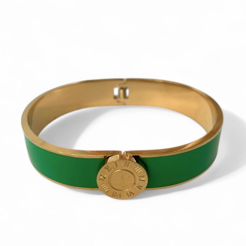 Apple Green Enamel Stainless Steel Bangle