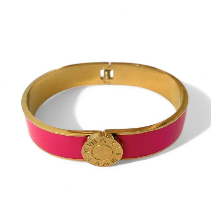 Pink Enamel Stainless Steel Bangle