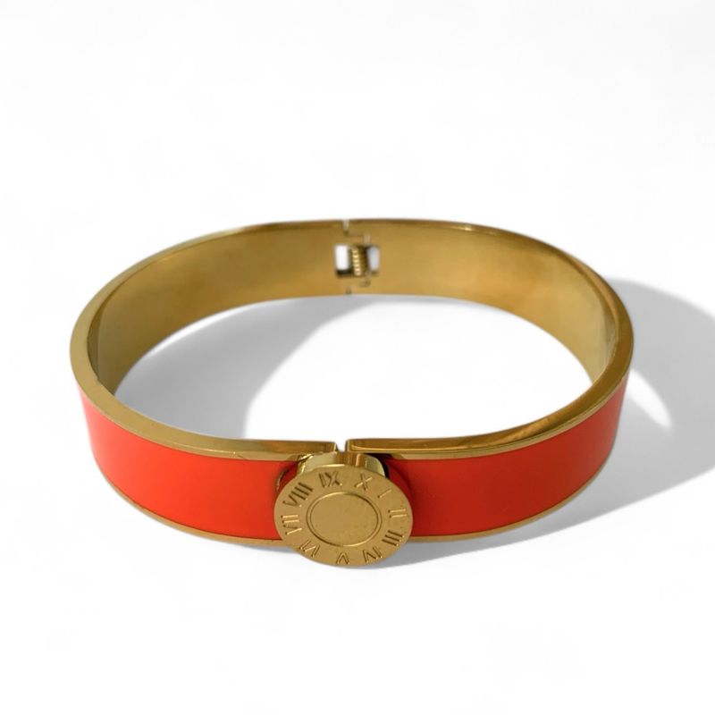 Coral Enamel Stainless Steel Bracelet