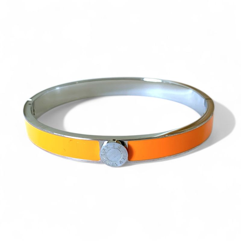 Silver &amp; Orange Enamel Bracelet
