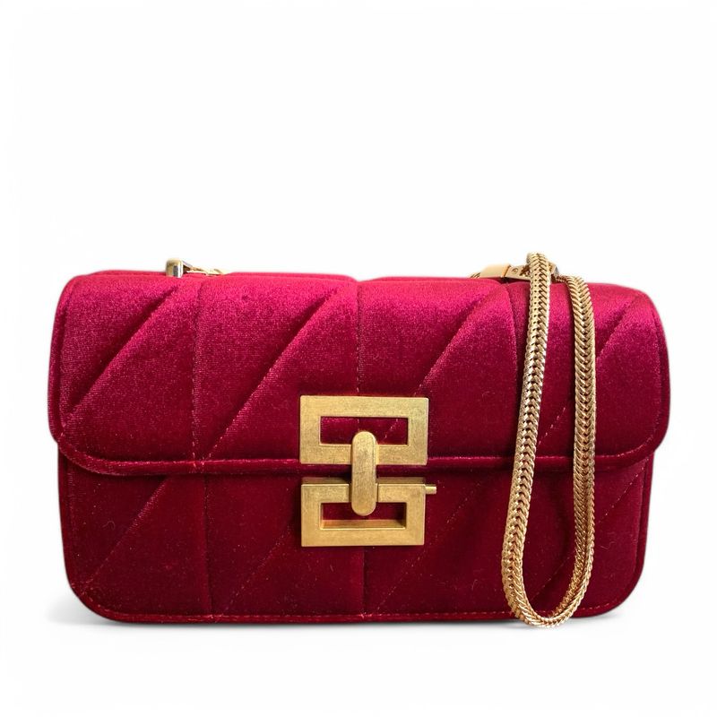 Crimson Velvet Quilted Bag