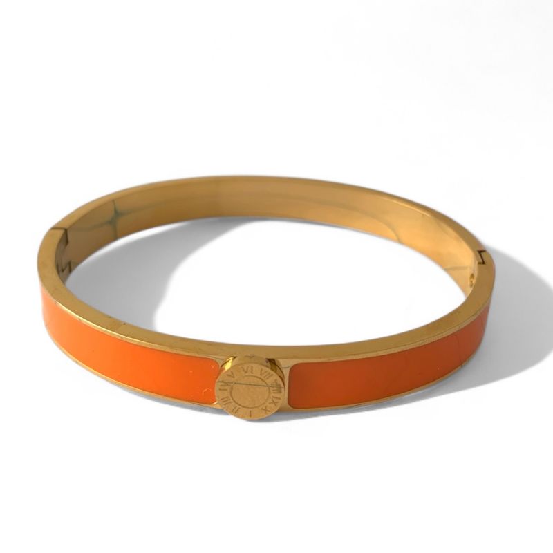 Gold &amp; Orange Enamel Bracelet