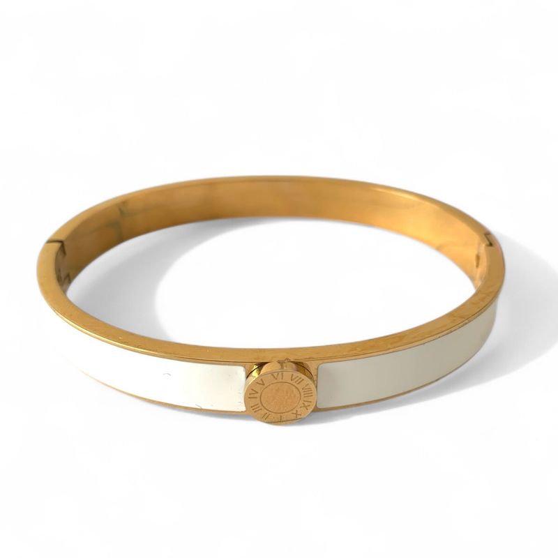 Gold &amp; White Enamel Bracelet