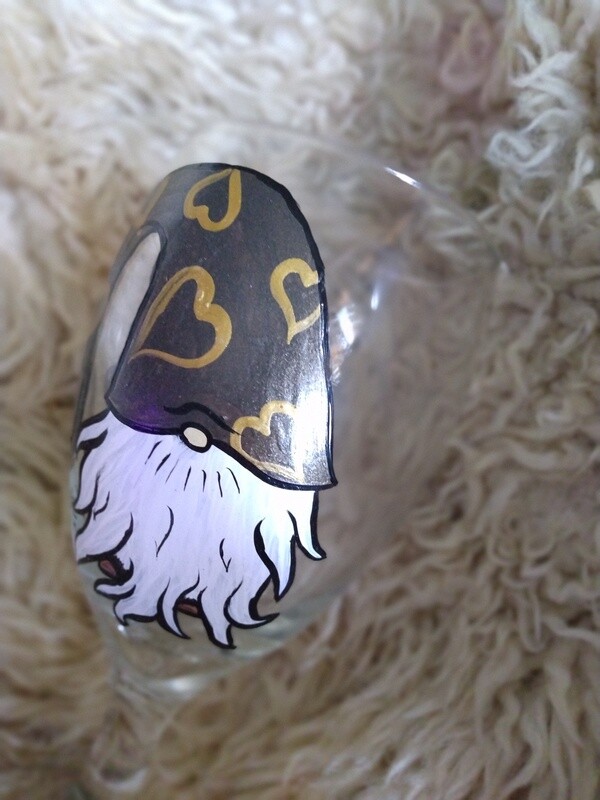His and Hers Shimmering Olive and Gold Hears Gnome Goblets