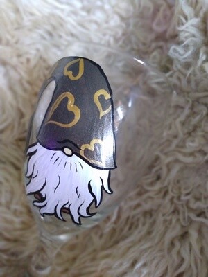 His and Hers Shimmering Olive and Gold Hears Gnome Goblets