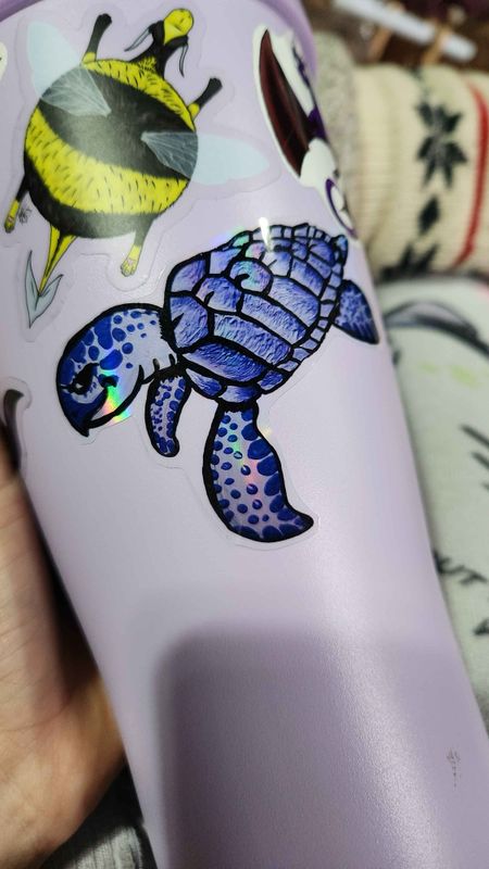 Painted Purple Sea Turtle