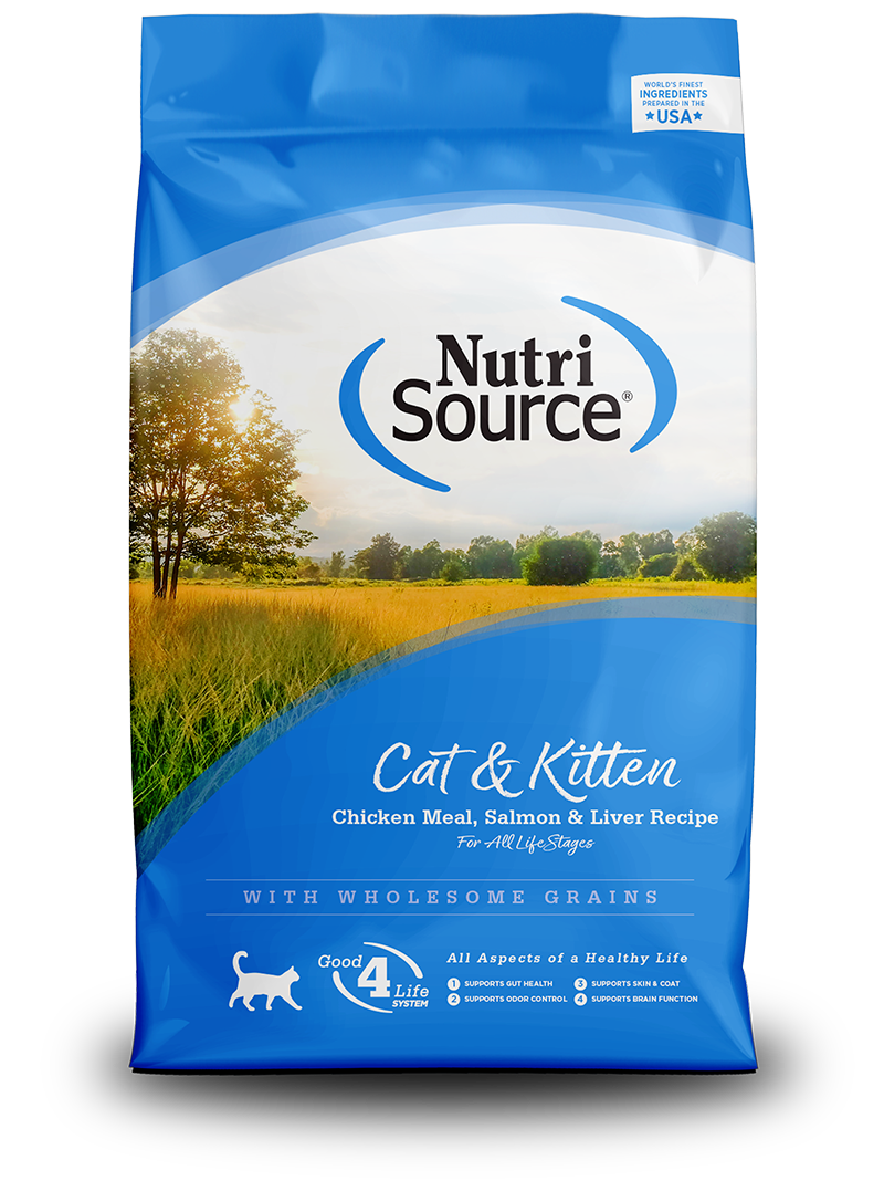 NUTRISOURCE CAT AND KITTEN CHICKEN MEAL, SALMON AND LIVER 6.6 LB