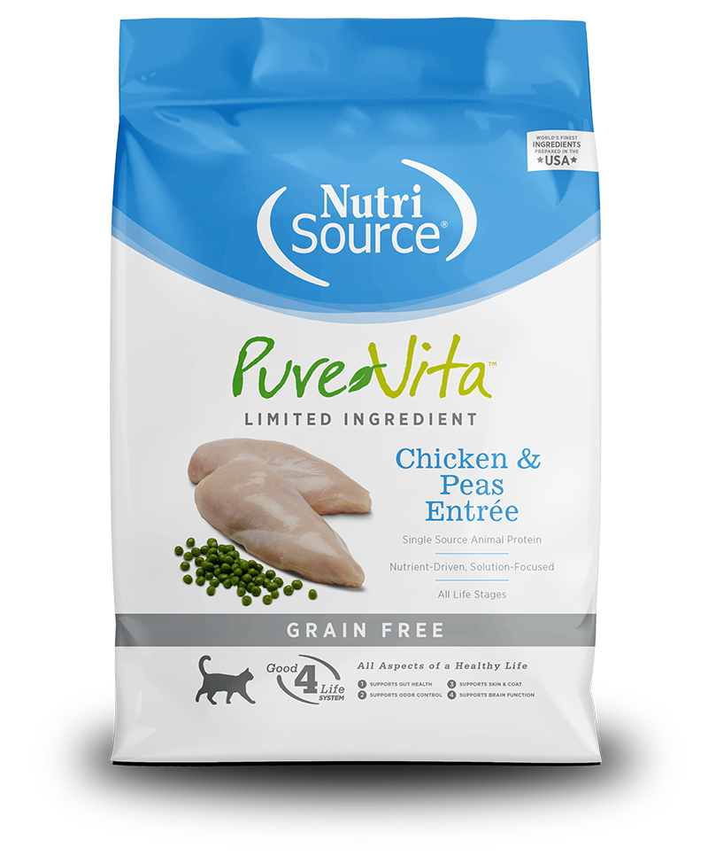 NUTRISOURCE PURE VITA CAT AND KITTEN CHICKEN AND PEAS 6.6 LB