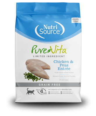 NUTRISOURCE PURE VITA CAT AND KITTEN CHICKEN AND PEAS 6.6 LB