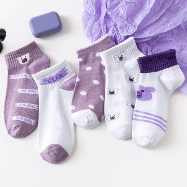 Purple Teddy Socks