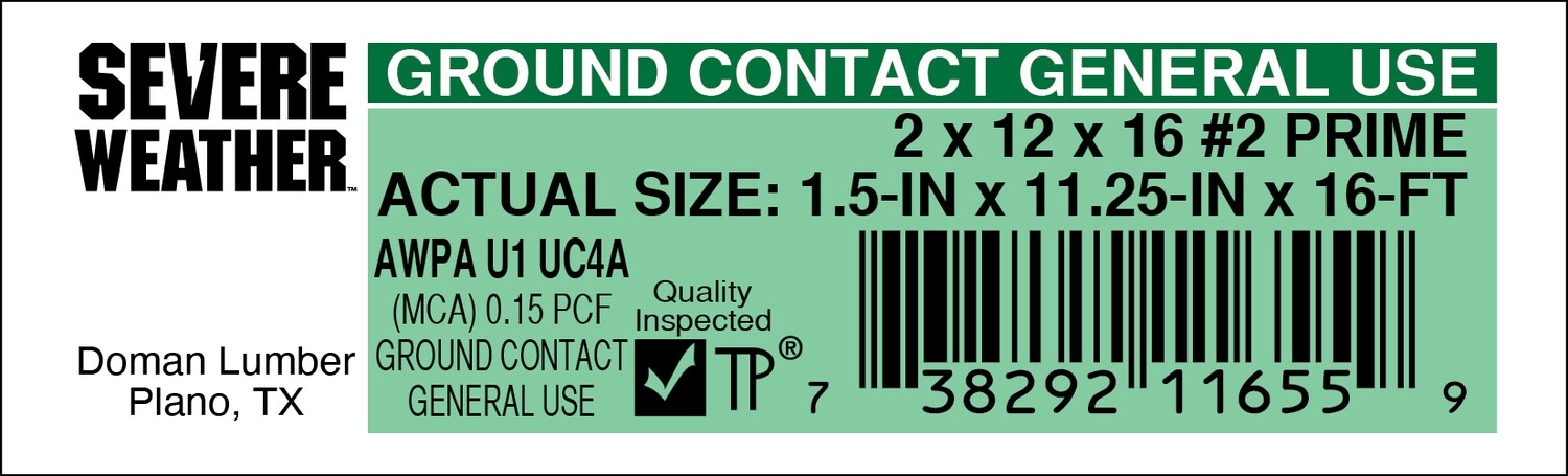 2 x 12 x 16 #2 PRIME - 11655-9 - 2000 PER ROLL - 22,000 MINIMUM