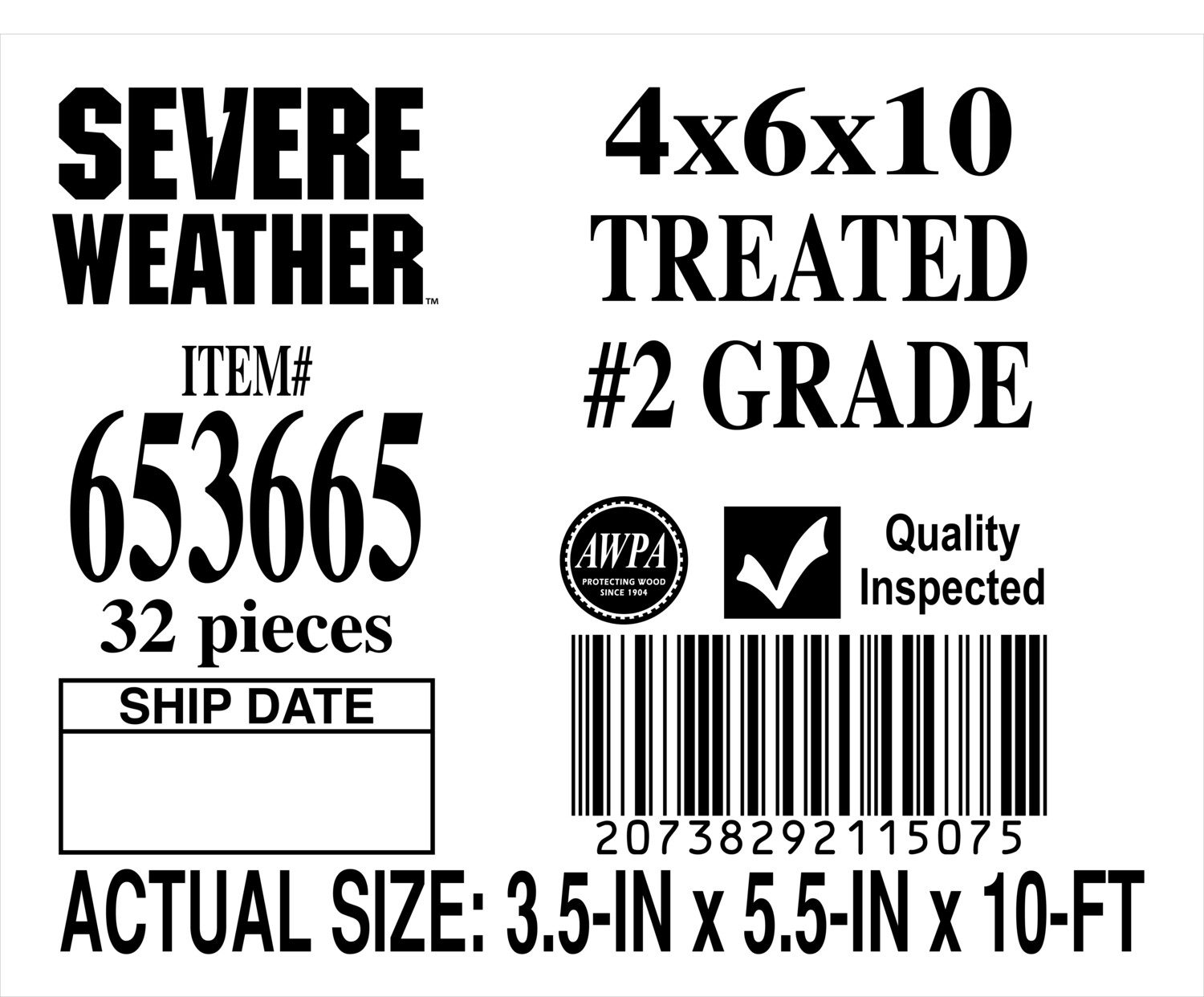 4 x 6 × 10 TREATED #2 GRADE - PLACARD - 11507-5 - ORDER IN INCREMENTS OF 100