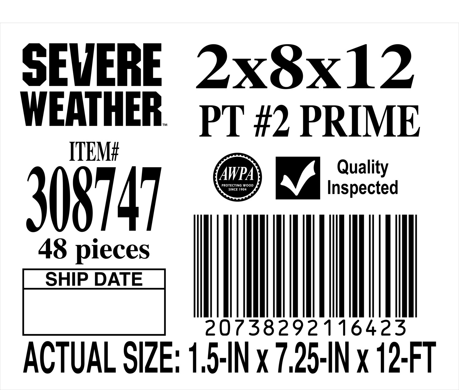 2 x 8 x 12 #2 PRIME - PLACARD - 11642-3 - ORDER IN INCREMENTS OF 100