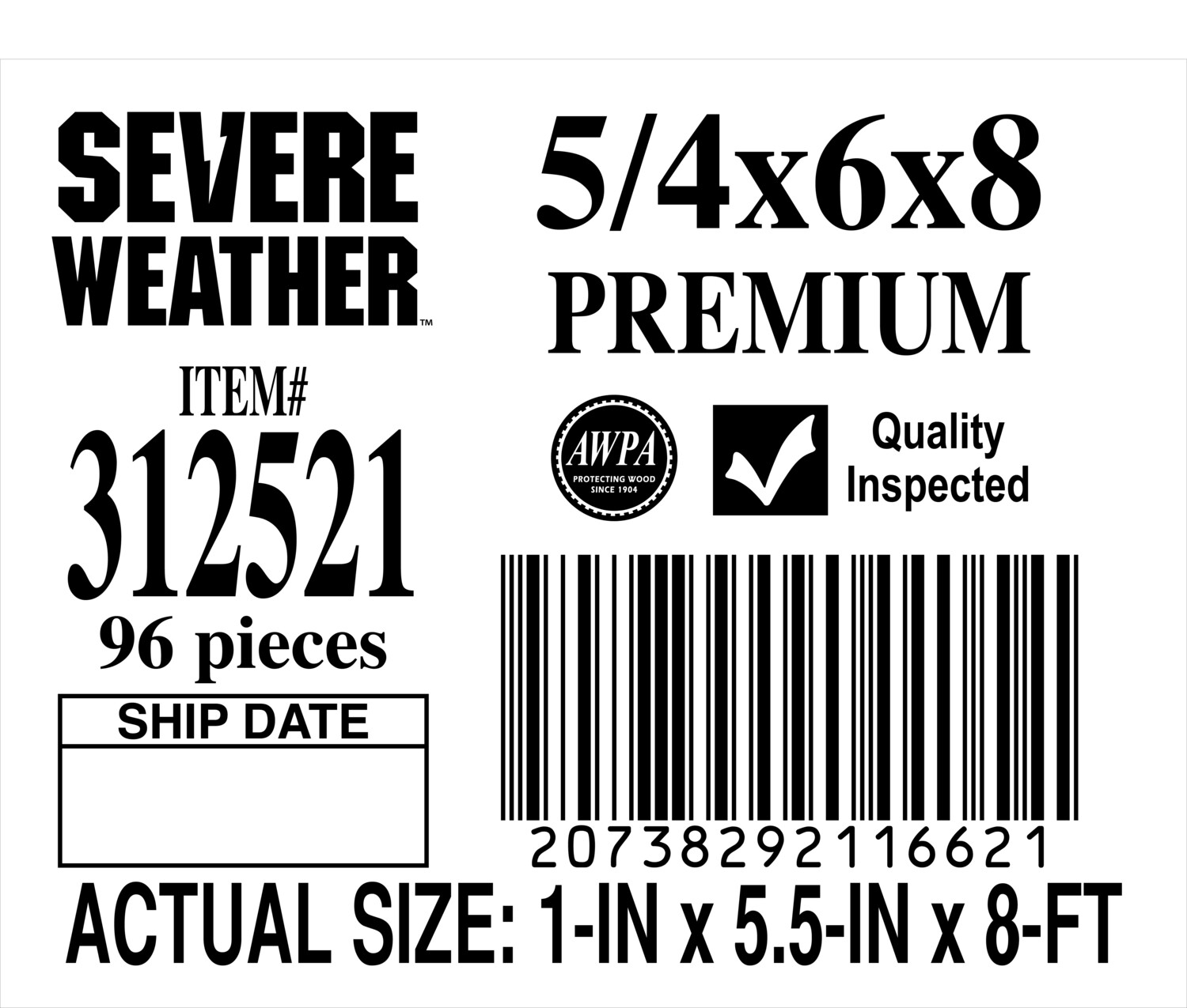 5/4 x 6 x 8 PREMIUM - PLACARD - 11662-1 - ORDER IN INCREMENTS OF 100