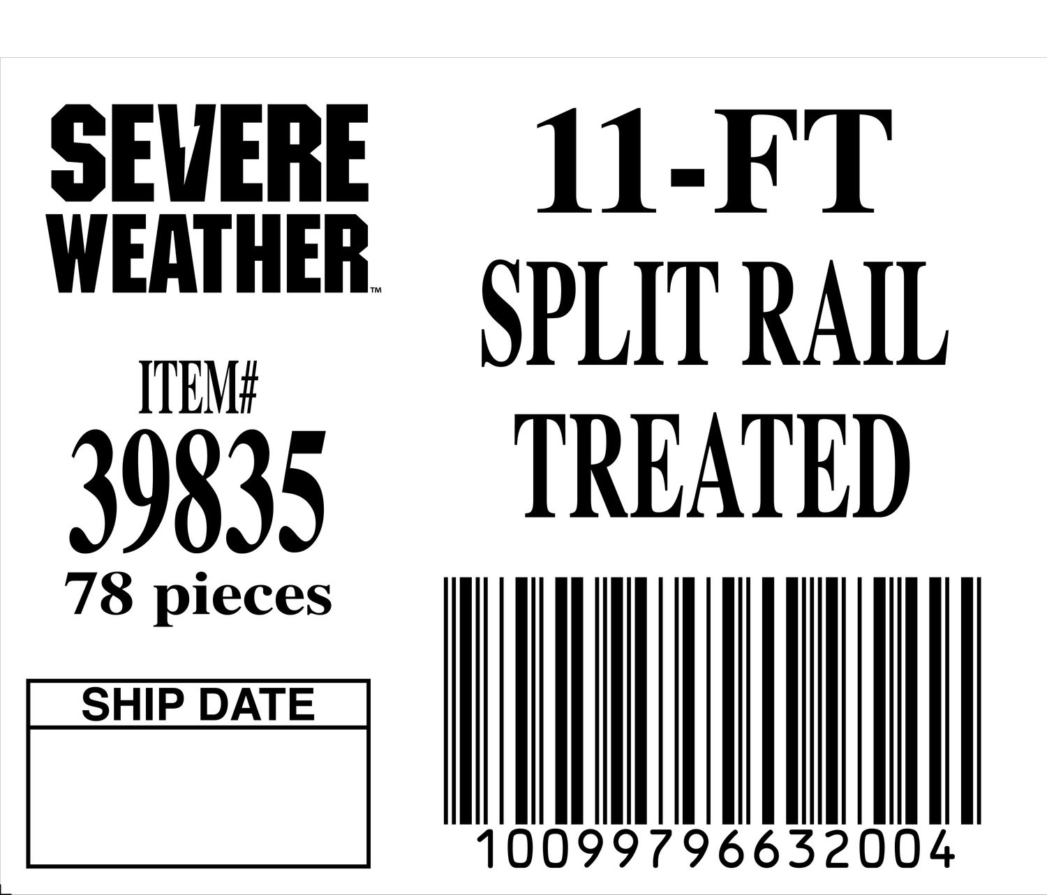 11-FT SPLIT RAIL TREATED - 63200-4 - ORDER IN INCREMENTS OF 100
