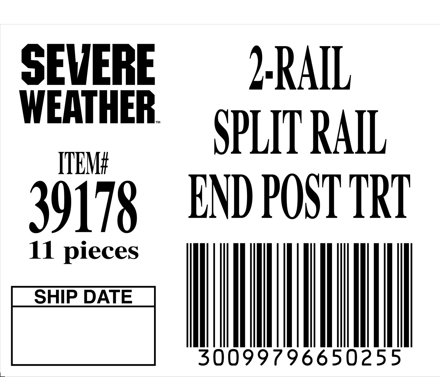 2-RAIL SPLIT RAIL END POST TRT - 65025-5 - ORDER IN INCREMENTS OF 100
