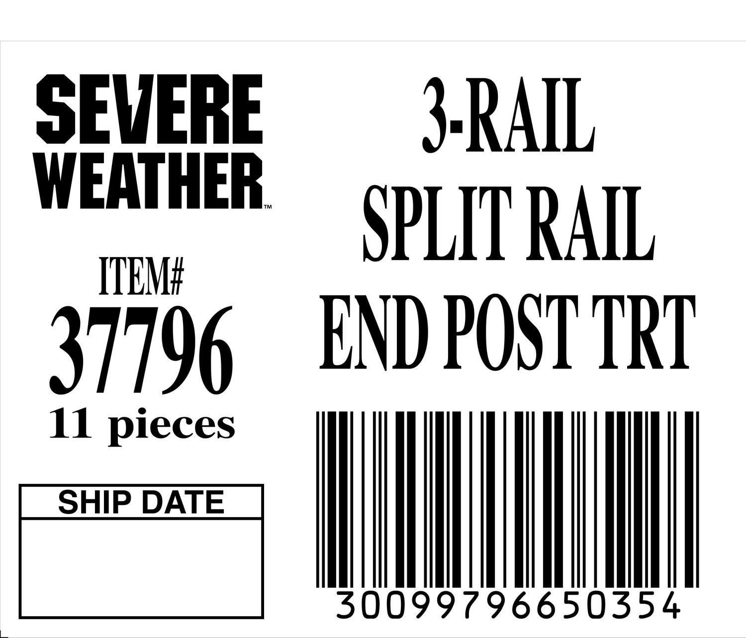 3-RAIL SPLIT RAIL END POST TRI - 65035-4 - ORDER IN INCREMENTS OF 100
