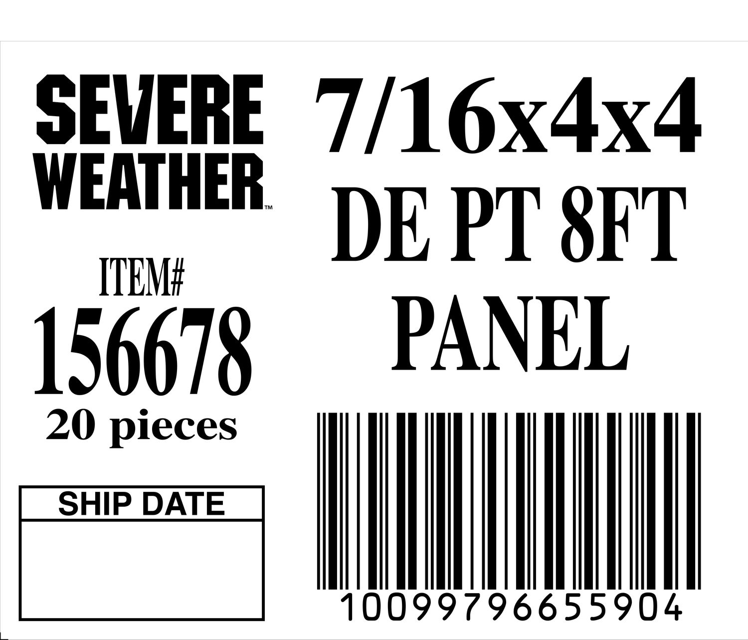 7/16x4x4 DE PT 8FT PANEL - 65590-4 - ORDER IN INCREMENTS OF 100