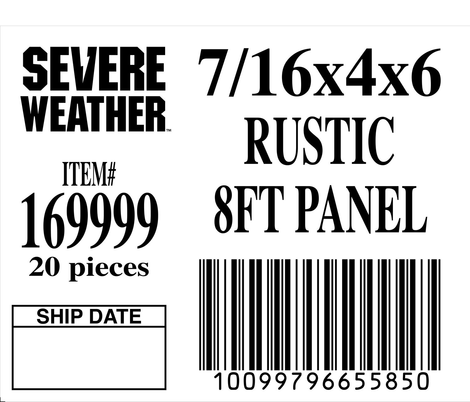 7/16x4x6 RUSTIC 8FT PANEL - 65585-0 - ORDER IN INCREMENTS OF 100