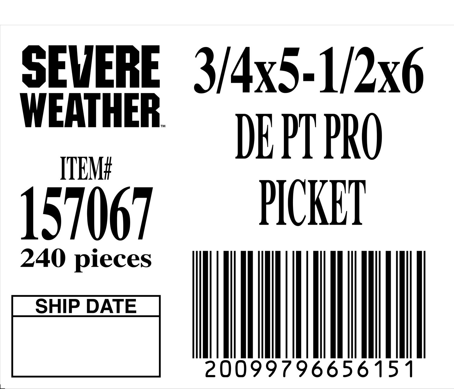 3/4x5-1/2x6 DE PT PRO PICKET - 65615-1 - ORDER IN INCREMENTS OF 100