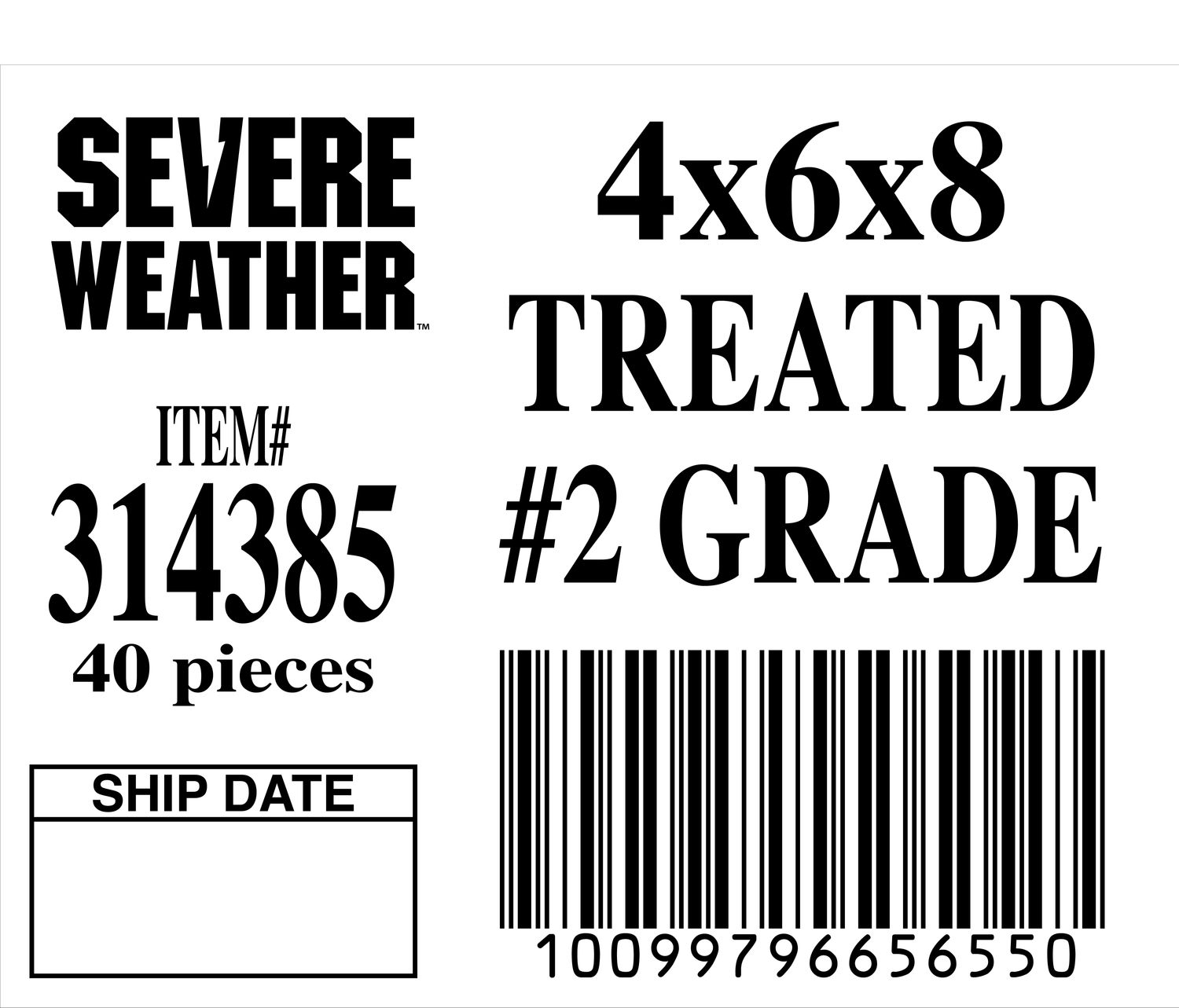 4x6×8 TREATED #2 GRADE - 65655-0 - ORDER IN INCREMENTS OF 100