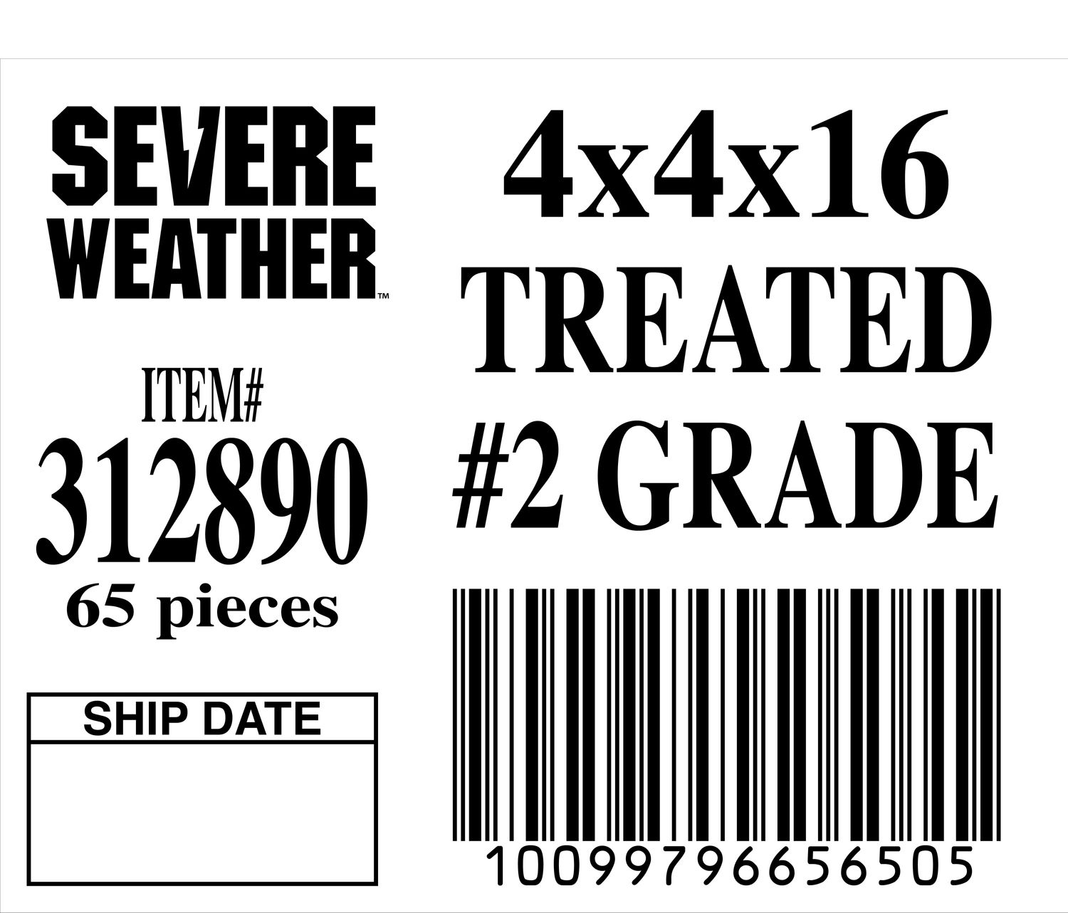 4x4x16 TREATED #2 GRADE - 65650-5 - ORDER IN INCREMENTS OF 100