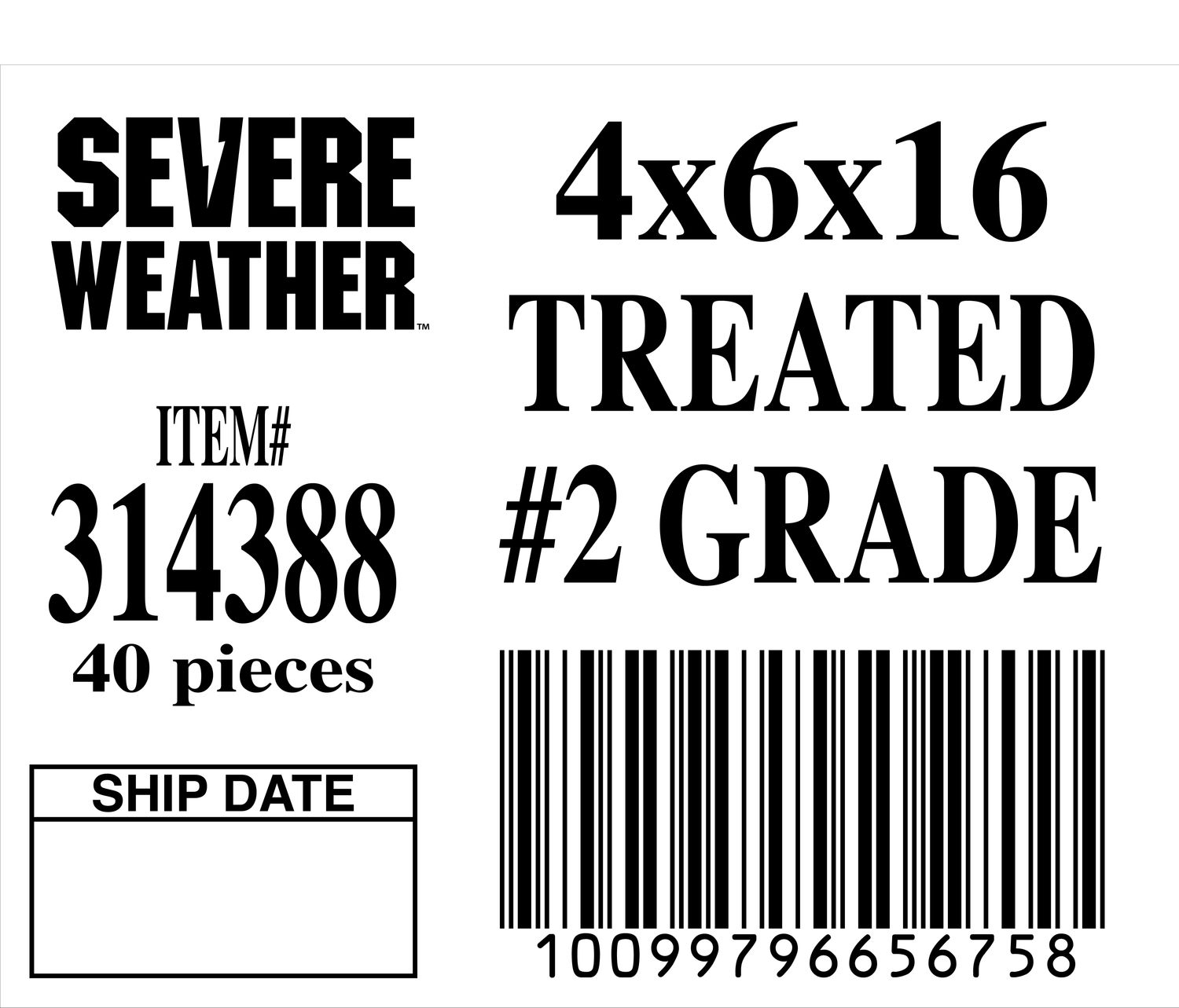 4x6x16 TREATED #2 GRADE - 65675-8 - ORDER IN INCREMENTS OF 100