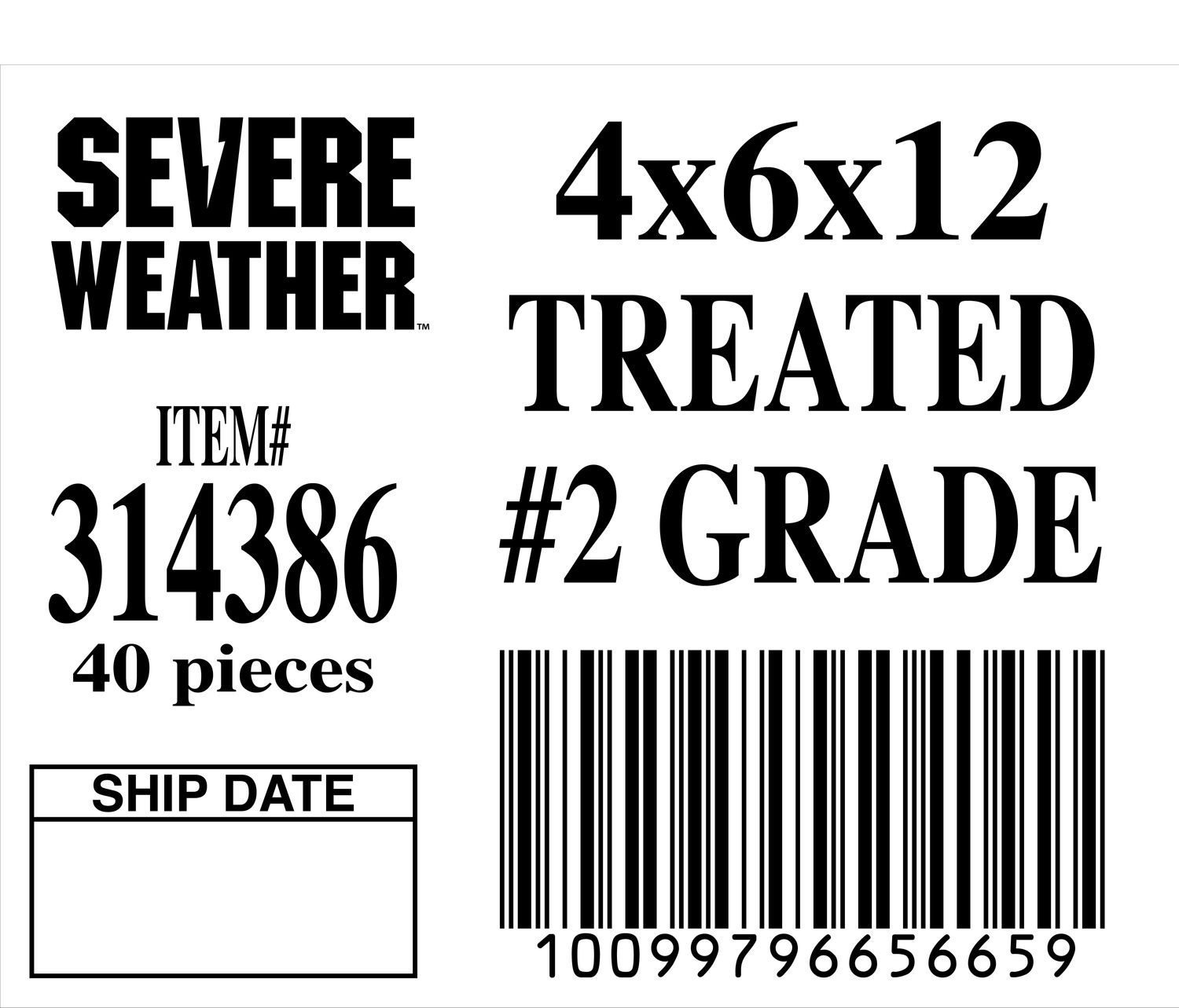 4x6x12 TREATED #2 GRADE - 65665-9 - ORDER IN INCREMENTS OF 100