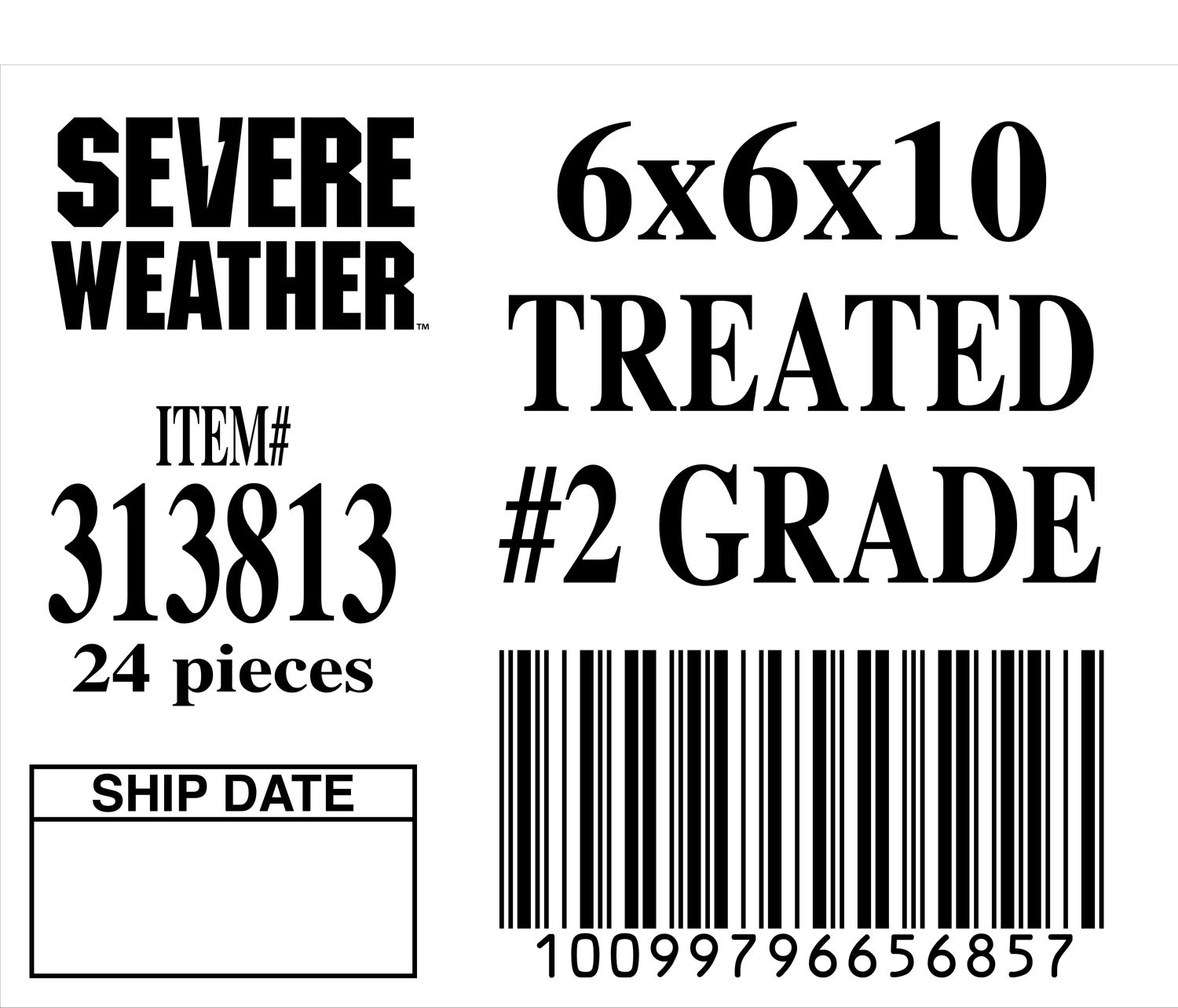 6x6x10 TREATED #2 GRADE - 65685-7 - ORDER IN INCREMENTS OF 100