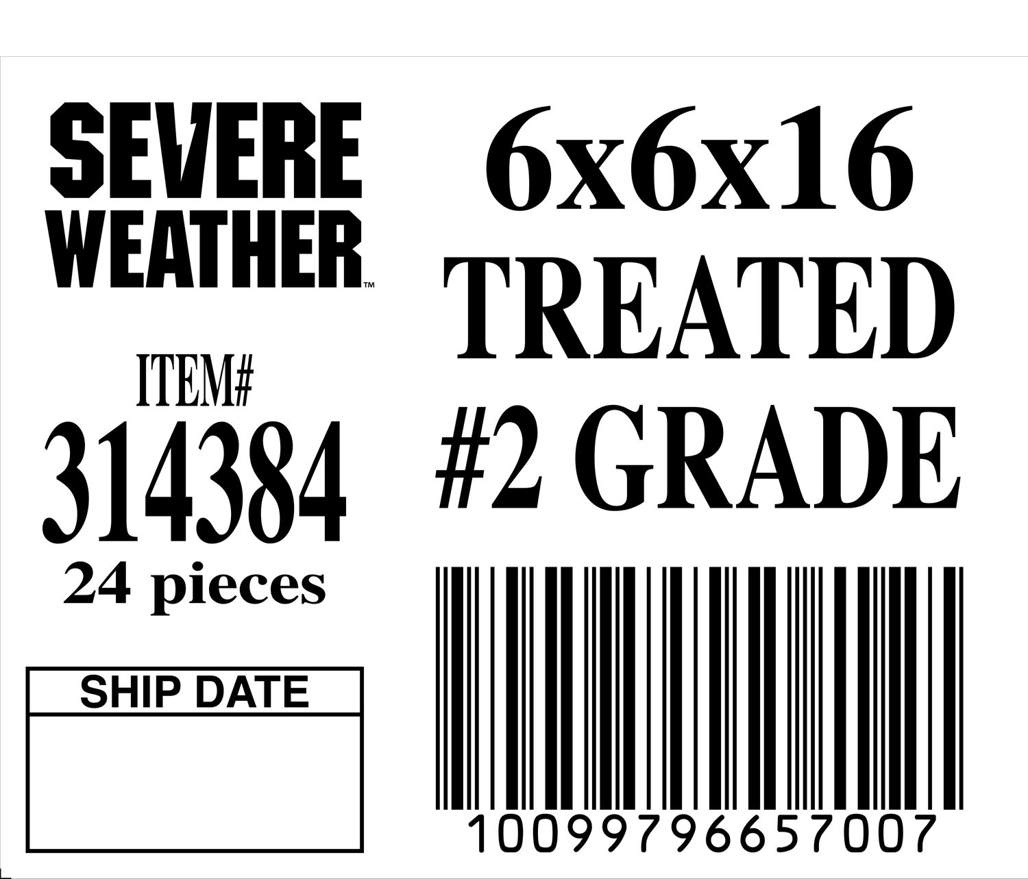 6x6x16 TREATED #2 GRADE - 65700-7 - ORDER IN INCREMENTS OF 100