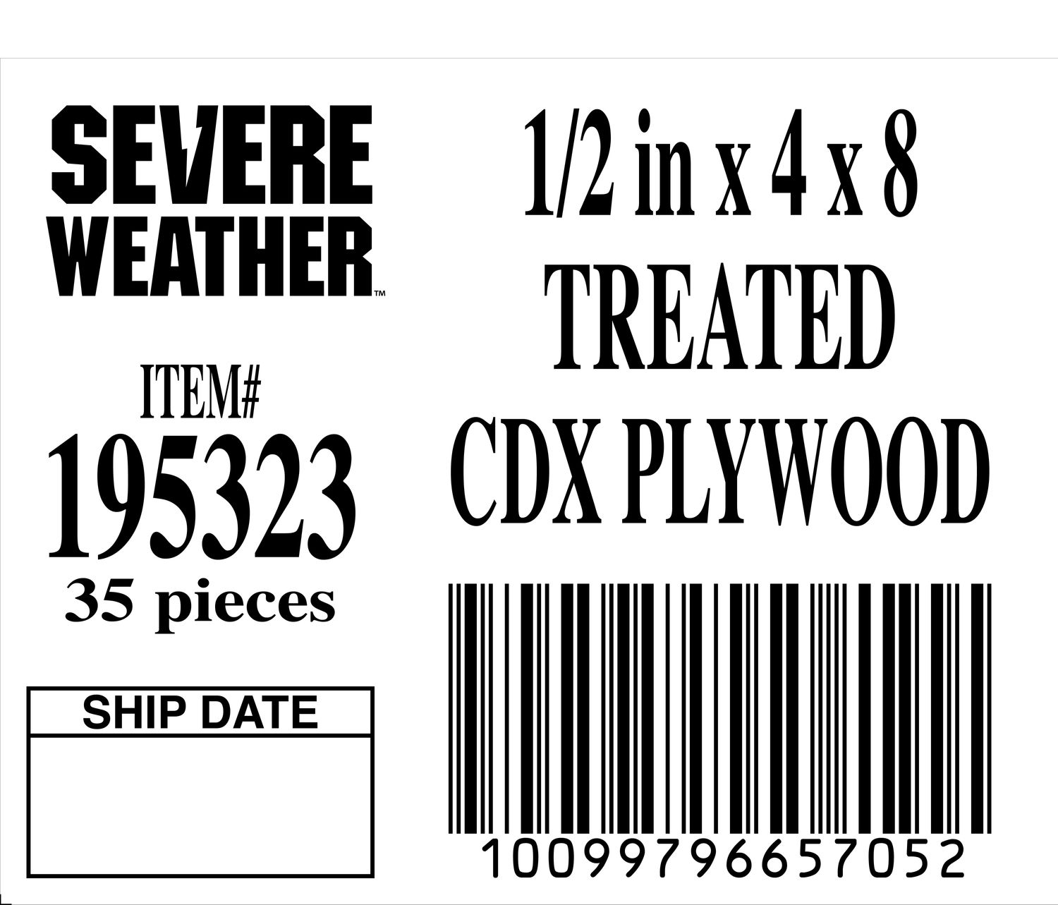12 in x 4 x 8 TREATED CDX PLYWOOD - 65705-2 - ORDER IN INCREMENTS OF 100