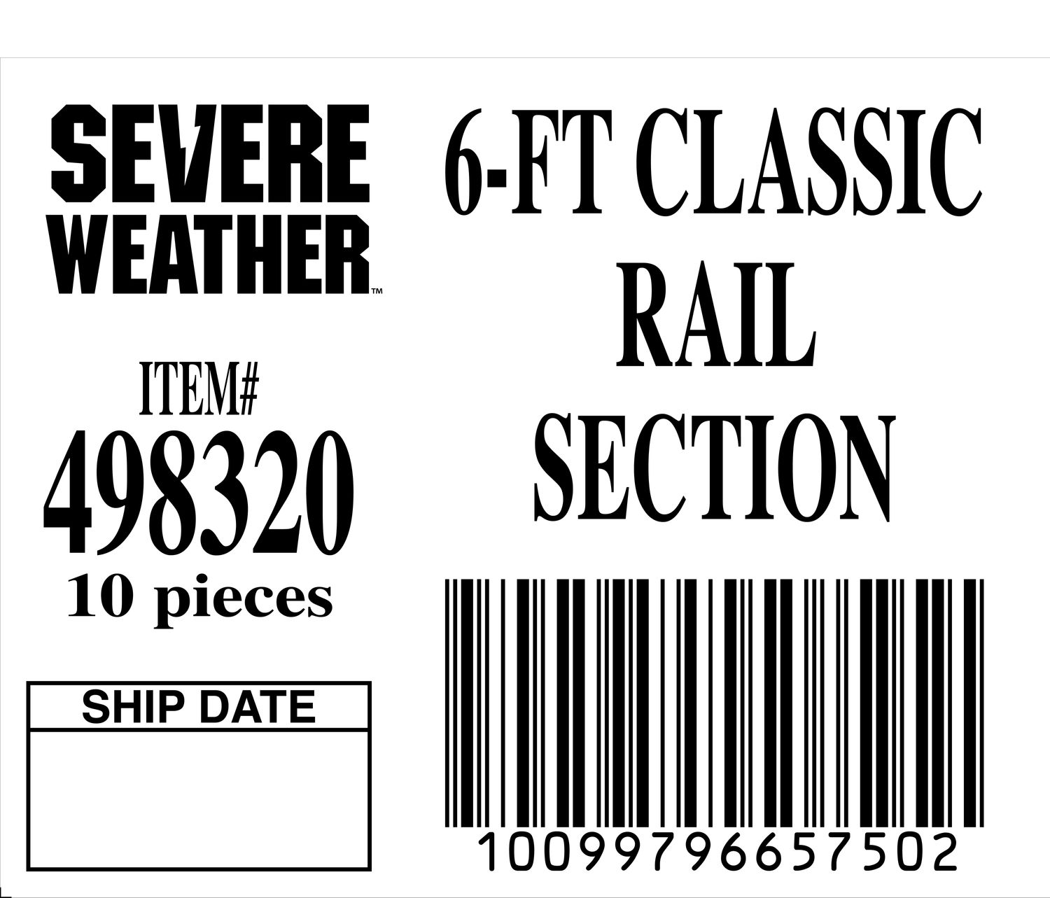 6-FT CLASSIC RAIL SECTION - 65750-2 - ORDER IN INCREMENTS OF 100