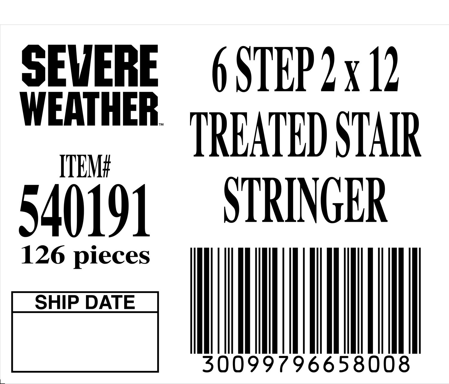 6 STEP 2 x 12 TREATED STAIR STRINGER - 65800-8 - ORDER IN INCREMENTS OF 100