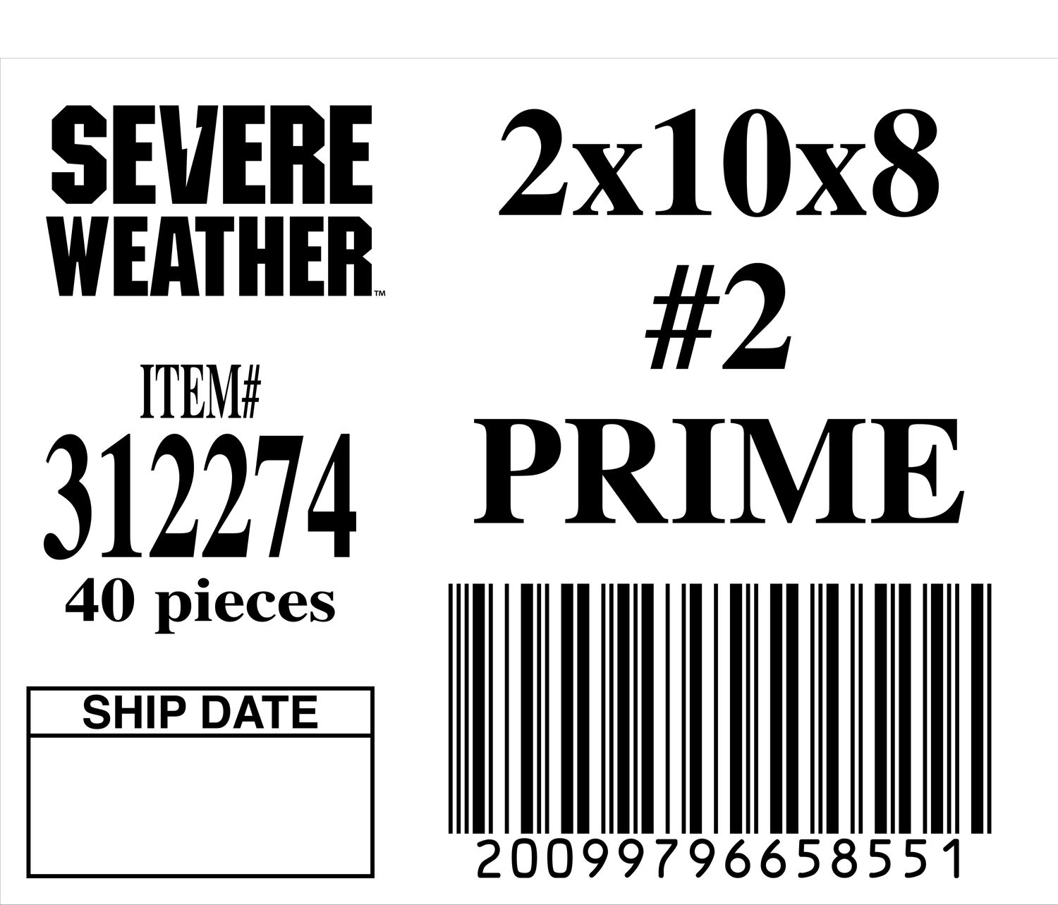 2x10x8 #2 PRIME - 65855-1 - ORDER IN INCREMENTS OF 100