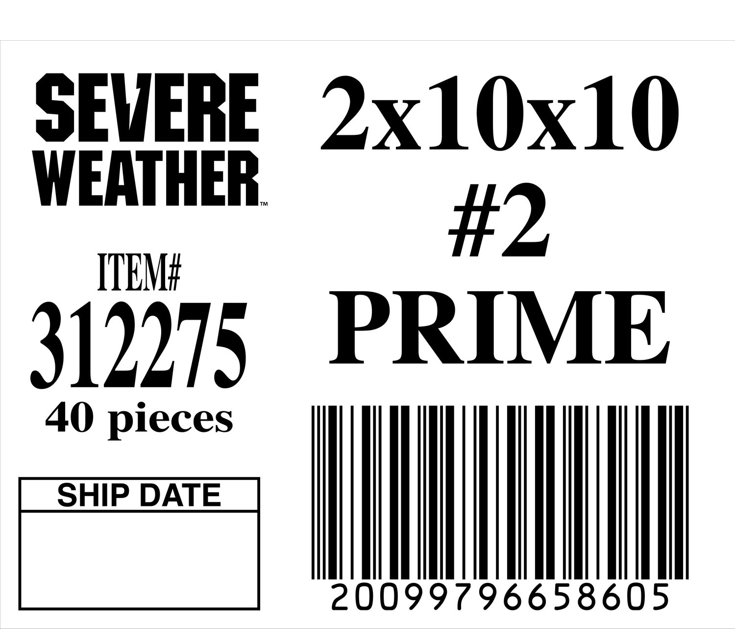 2x10x10 #2 PRIME - 65860-5 - ORDER IN INCREMENTS OF 100