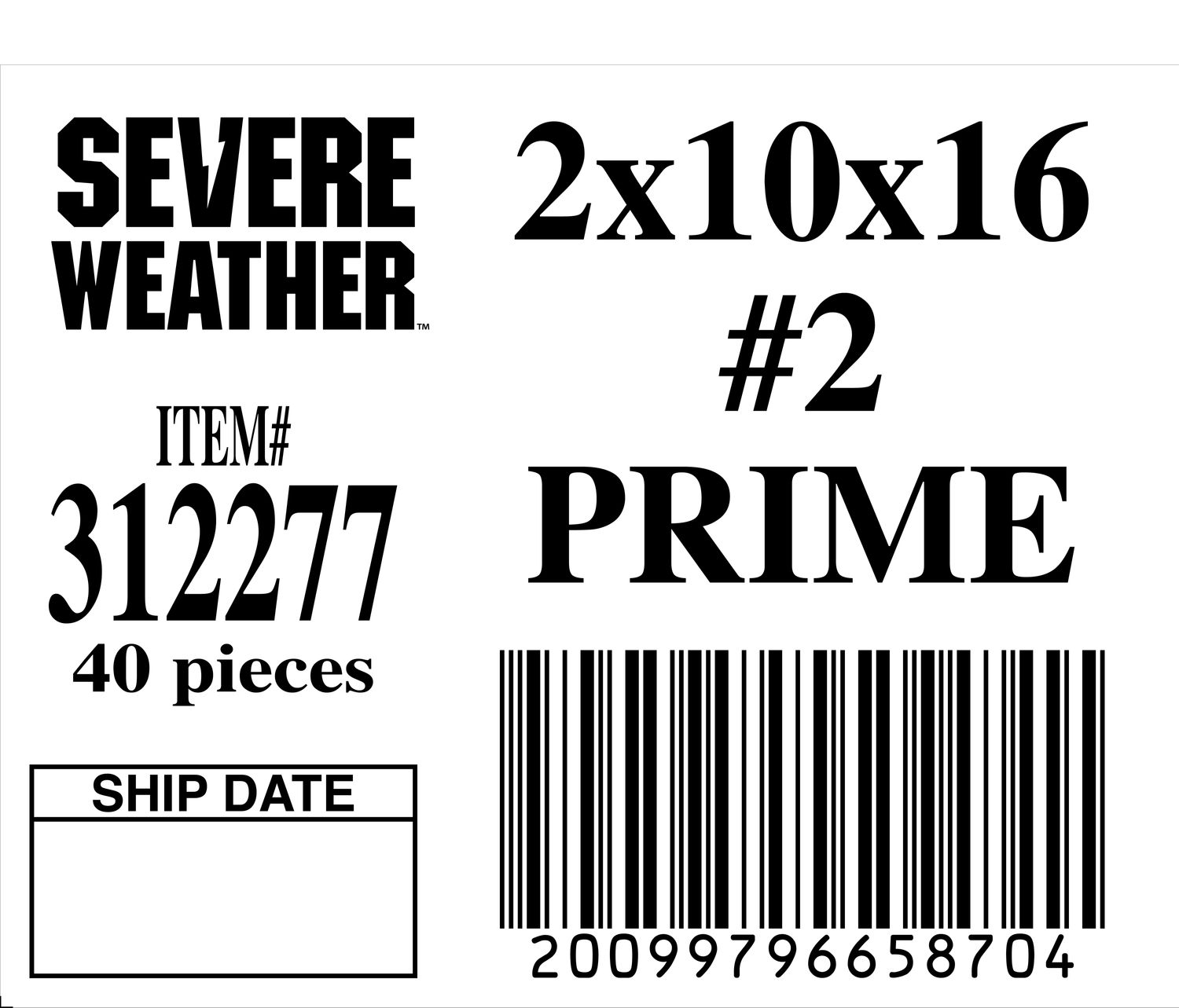 2x10x16 #2 PRIME - 65870-4 - ORDER IN INCREMENTS OF 100