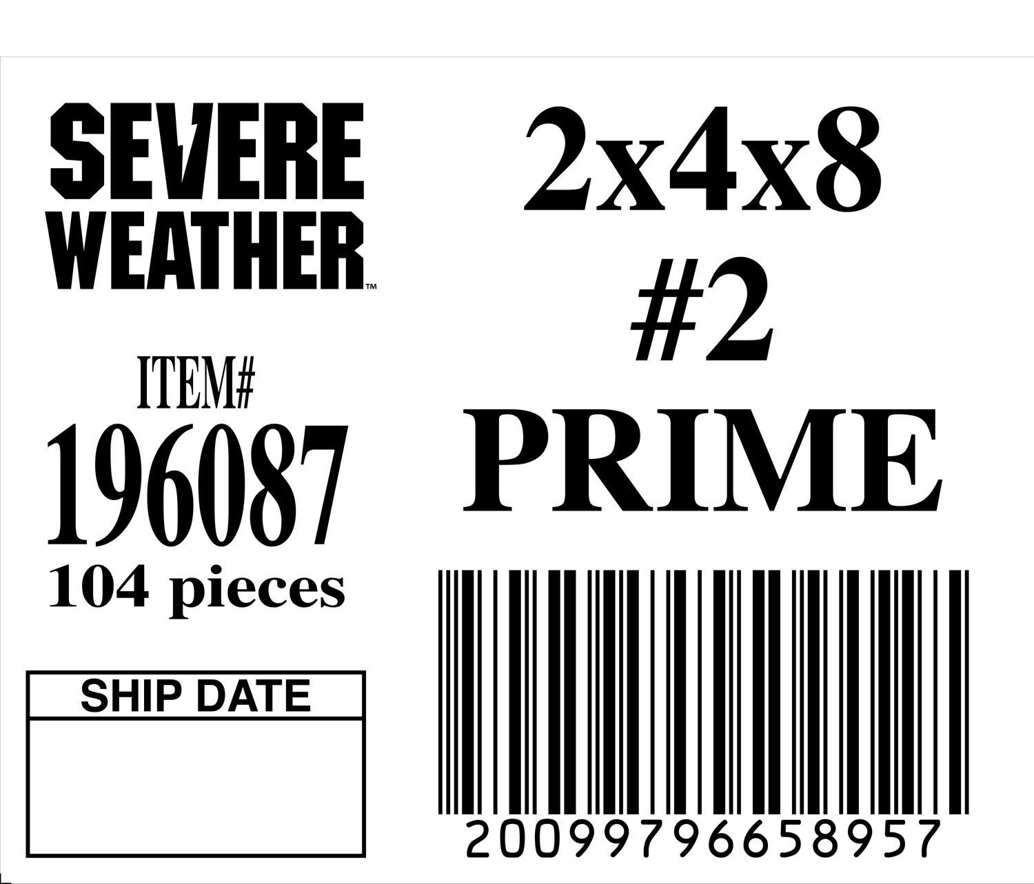 2x4x8 #2 PRIME - 65895-7 - ORDER IN INCREMENTS OF 100