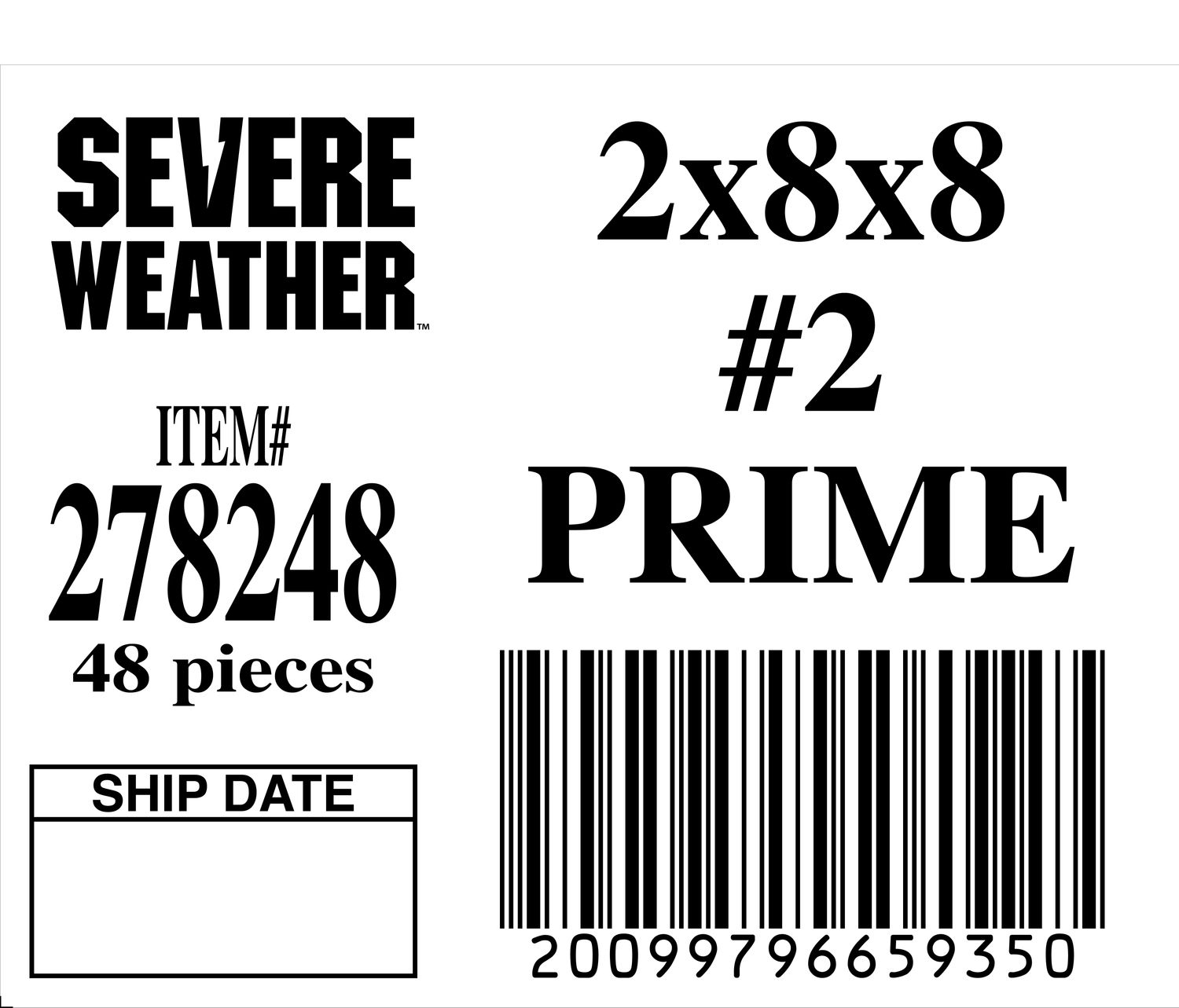 2x8x8 #2 PRIME - 65935-0 - ORDER IN INCREMENTS OF 100
