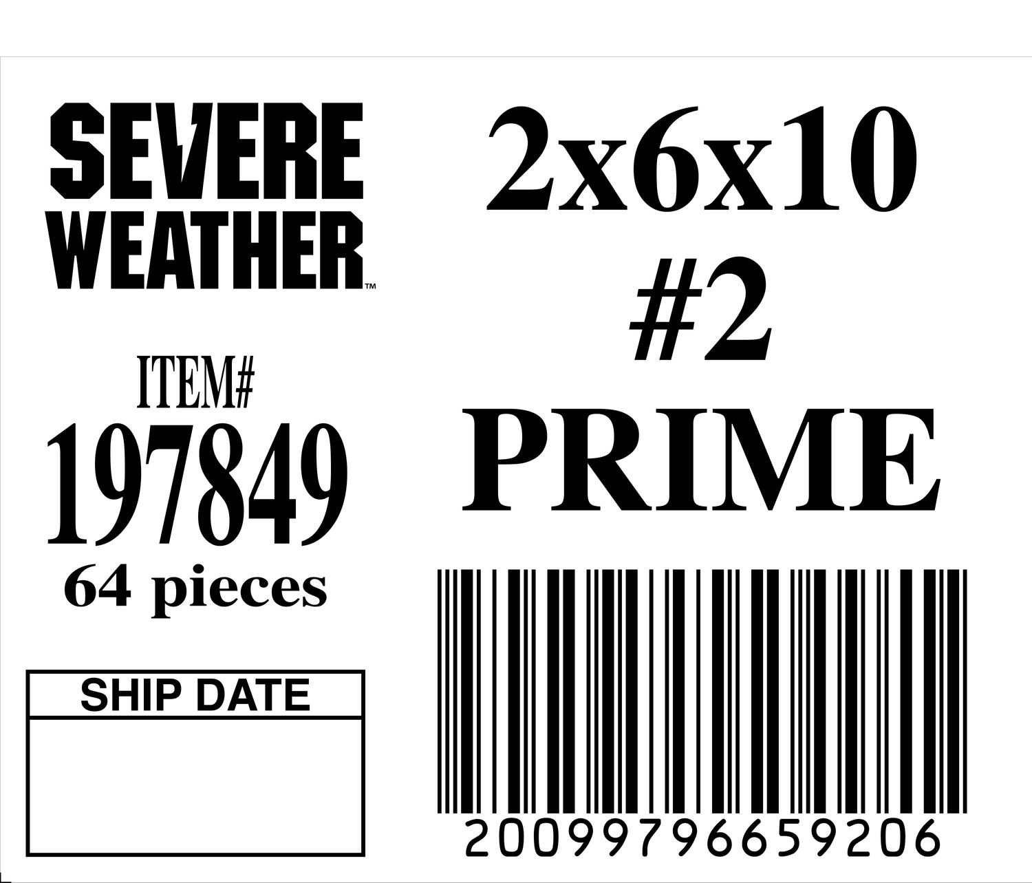 2x6x10 #2 PRIME - 65920-6 - ORDER IN INCREMENTS OF 100