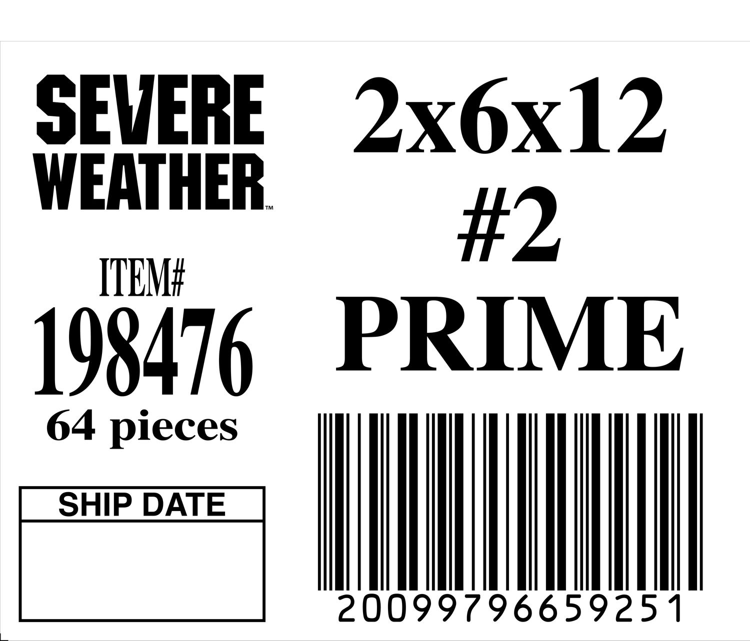 2x6x12 #2 PRIME - 65925-1 - ORDER IN INCREMENTS OF 100