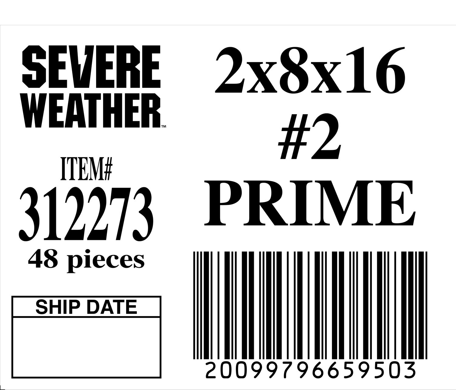 2x8x16 #2 PRIME - 65950-3 - ORDER IN INCREMENTS OF 100