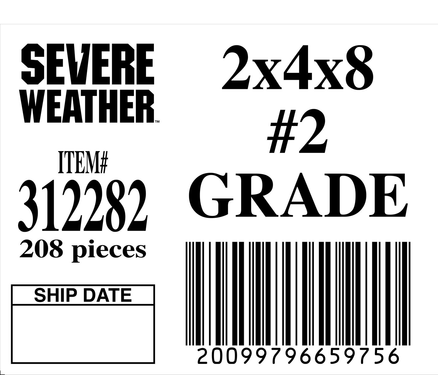 2x4x8  #2 GRADE - 65975-6 - ORDER IN INCREMENTS OF 100
